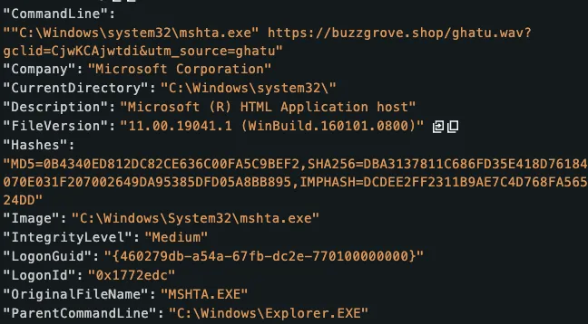 MSHTA command that is not utilizing homoglyphs
