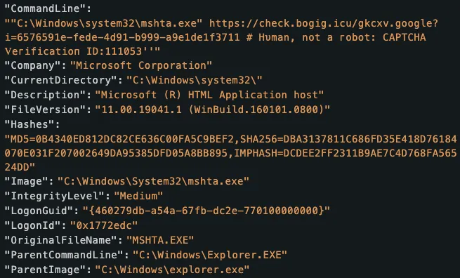 MSHTA command that is utilizing homoglyphs