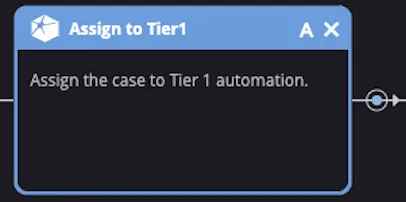 Siemplify step assigning the case to Tier 1 automation