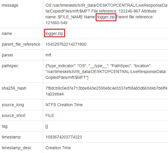 Figure 9 - File system analysis logger.zip